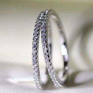 *18K White Gold Diamond Eternity Stackable Ring